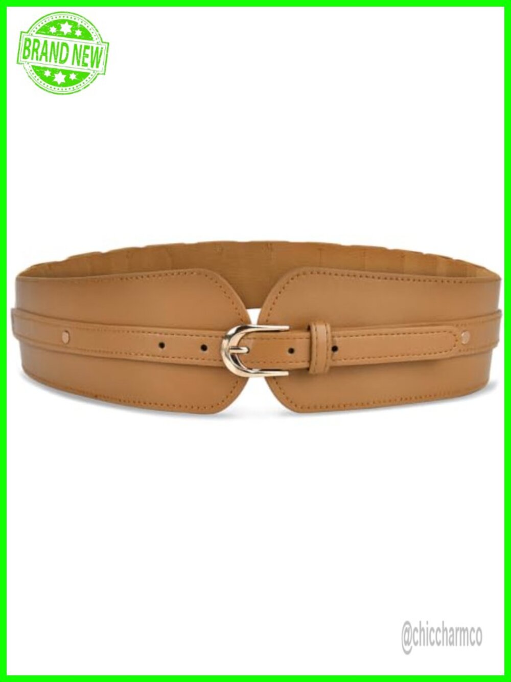 Plus Size Wide PU Leather Stretch Waist Cinch Belt with Metal Buckle